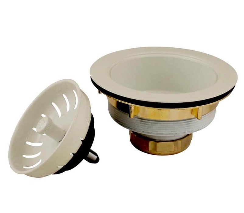 Keeney Heavy Duty Kitchen Sink Strainer with Power Ball Basket, Biscuit K1439BSQ