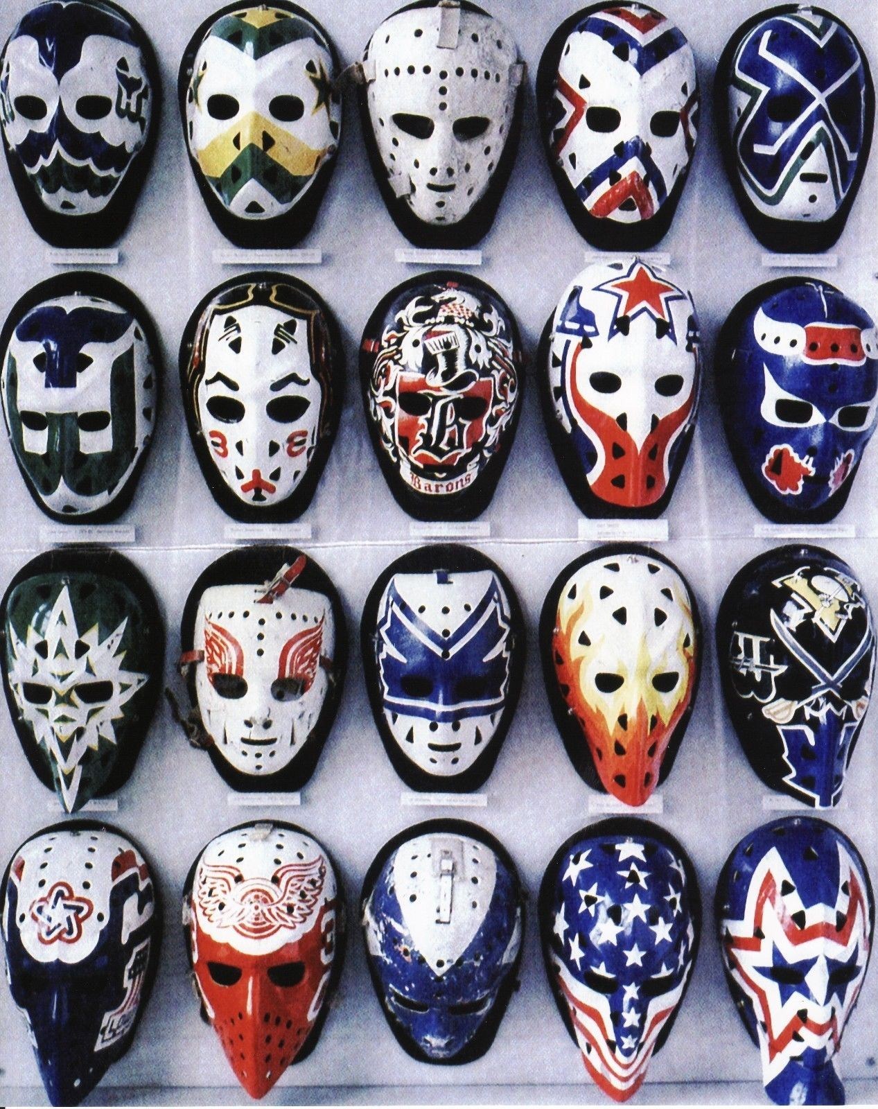 VINTAGE GOALIE MASKS 8X10 PHOTO HOCKEY PICTURE NHL