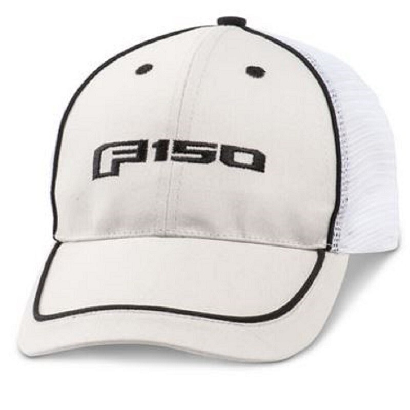 Ford F150 Cream & White Trucker Style Embroidered Mesh Hat Cap Official Licensed