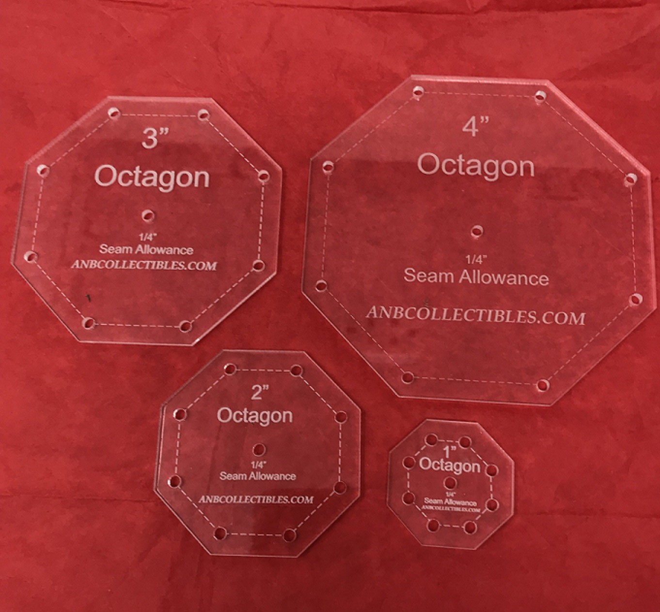1/4" Thick Acrylic Octagon Quilting Template Set  (set of 4) (1", 2", 3", 4")