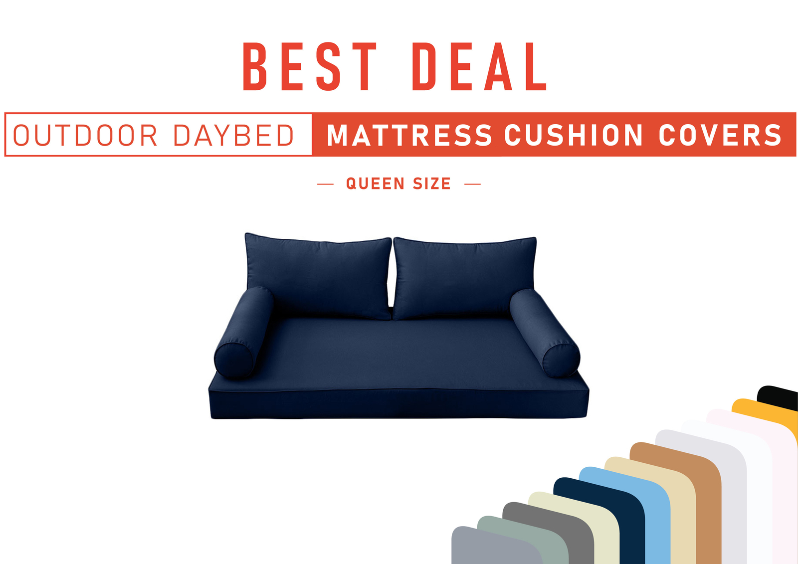 Model-2 QUEEN SIZE Daybed Mattress Bolster Pillow Cushion Outdoor COVER ONLY