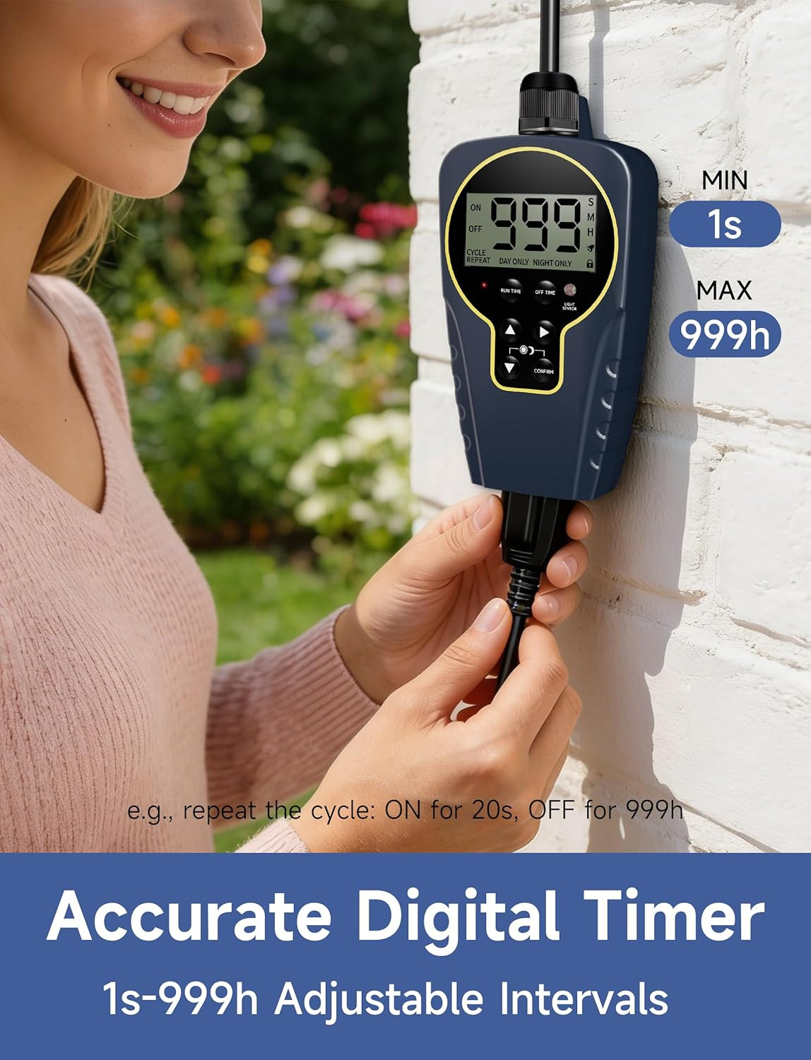Techbee 1 S to 999 H Short/Long On-Off Interval Repeat Cycle Timer Plug Outlet w