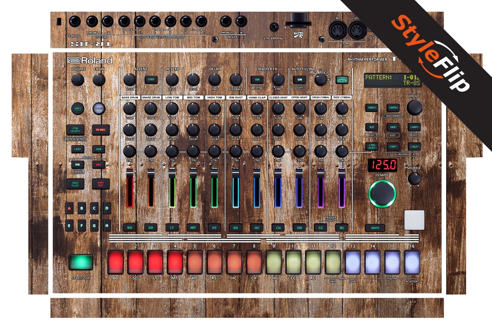 Roland TR-8S Rhythm Composer | Wood 1 | Protective Decal | StyleFlip Skins