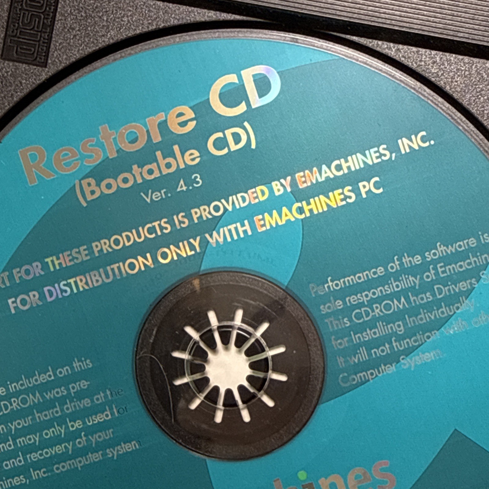eMACHINES ETOWER 500IS RESTORE CD VER. 3.6 BOOTABLE CD