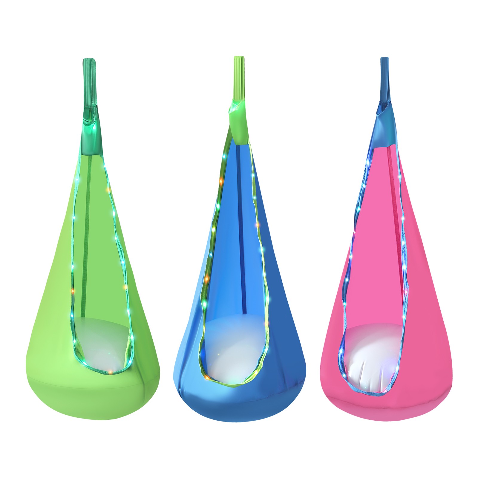 3pcs Light Up Kids Pod Swing Seat Swing Chair for Kids Indoor & Outdoor Remote