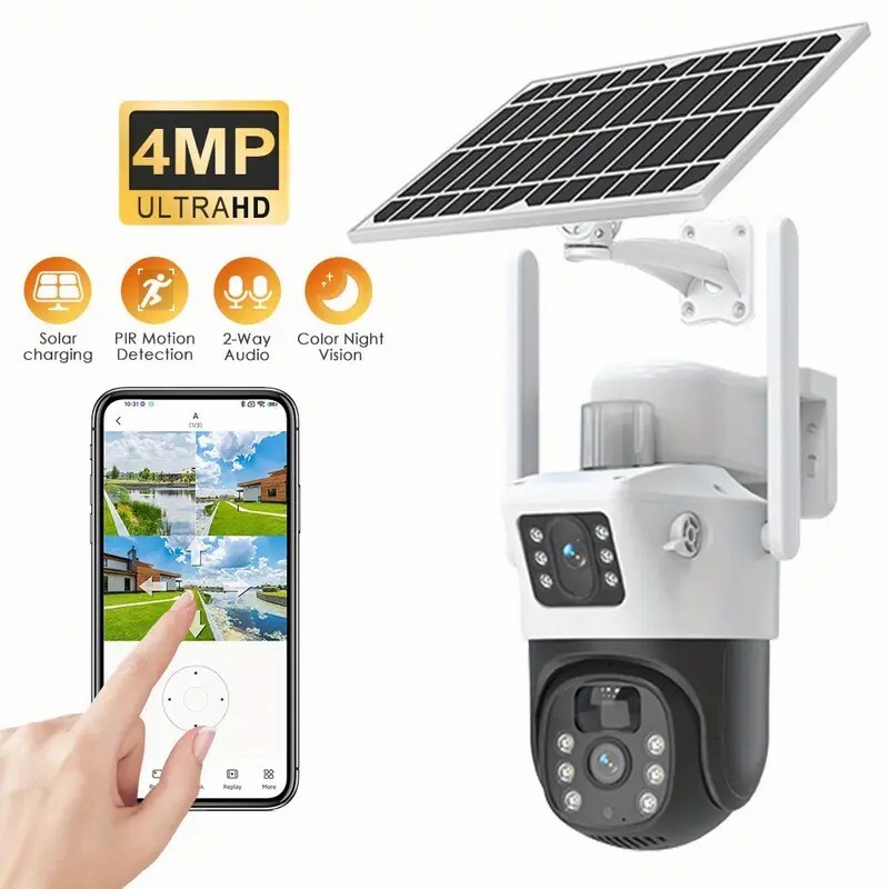 8MP Wifi Solar Powered Security Wireless Camera PTZ Waterproof Home Surveillance