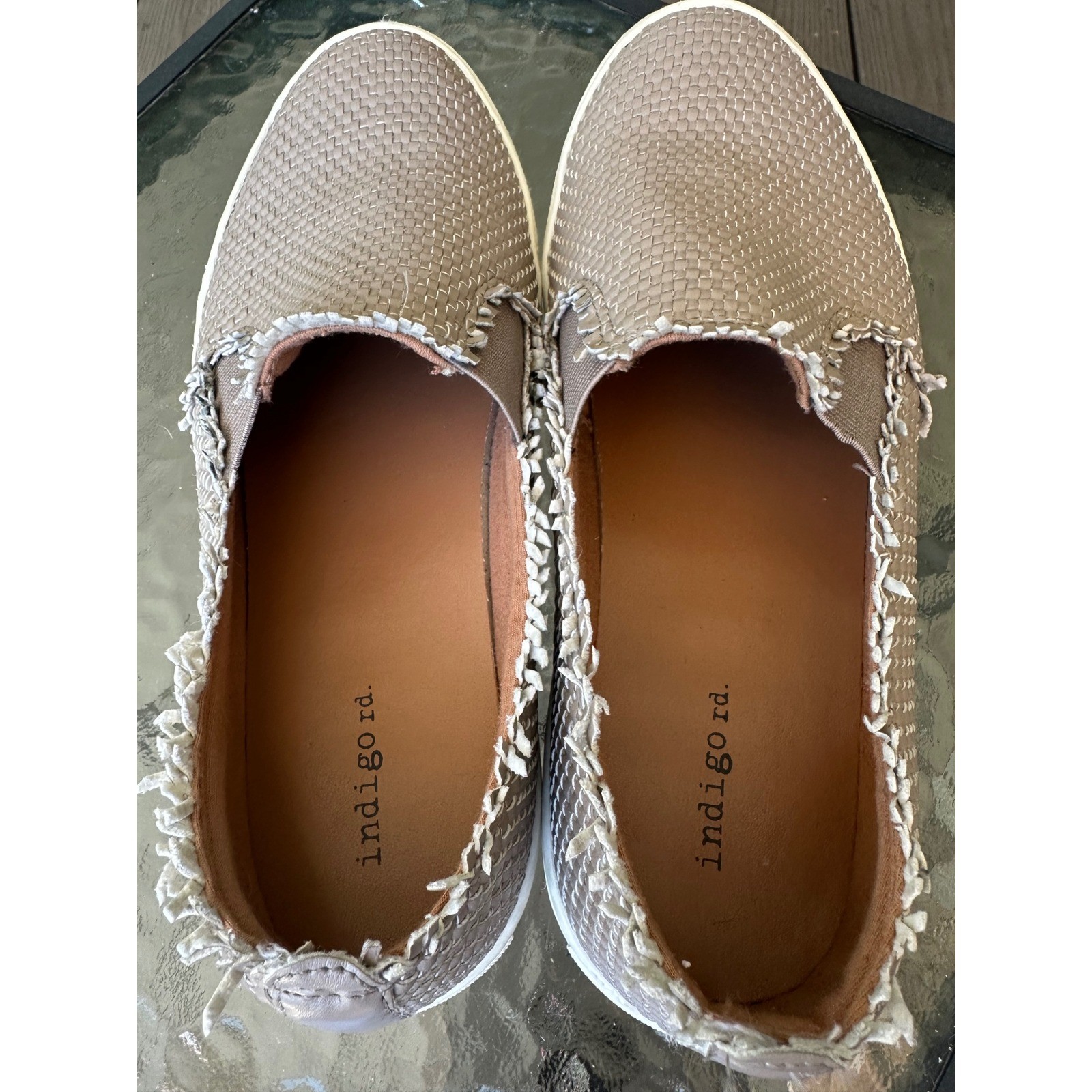 Indigo Rd. Woven Slip On Sneakers Casual Frayed Trim Shoes Woman's Size 9.5M