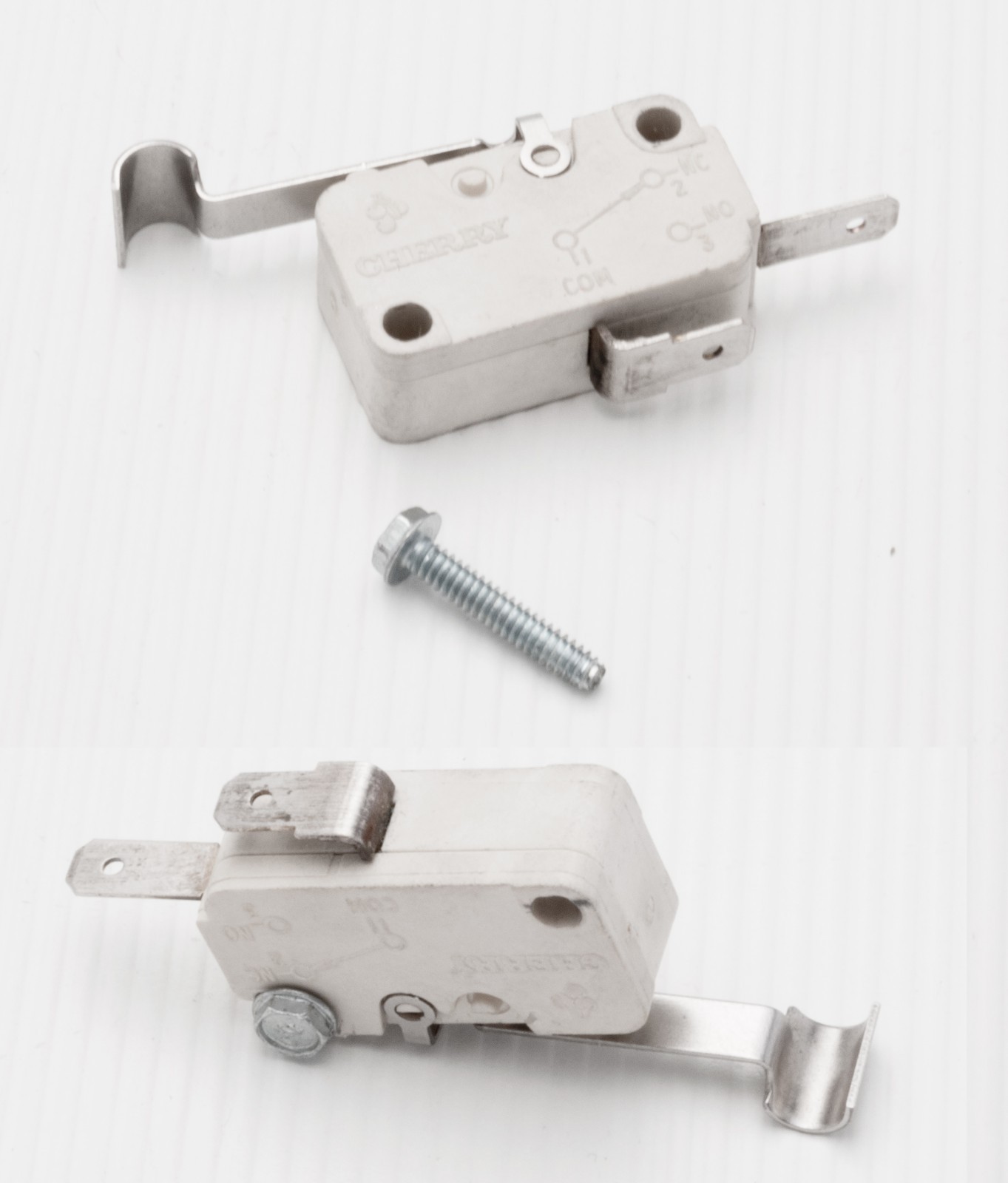 2 LOT RARE CHERRY LEVER MICRO LIMIT SWITCH 125/250 V 1/4HP NO/NC +SCREWS WHITE