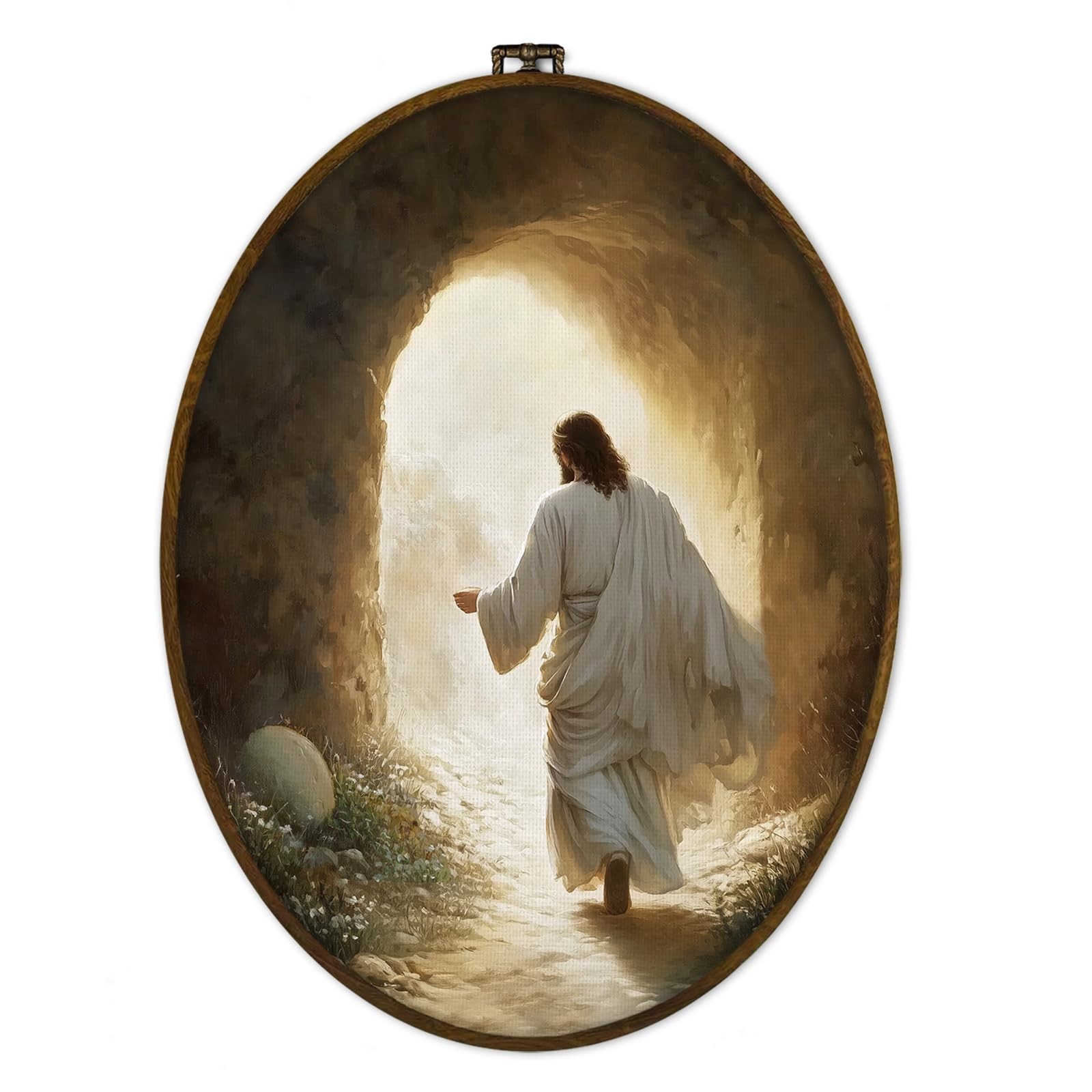 GWFSJYU Vintage Jesus Christ Easter Framed Oval Wall Art 8.7x11.3, christ