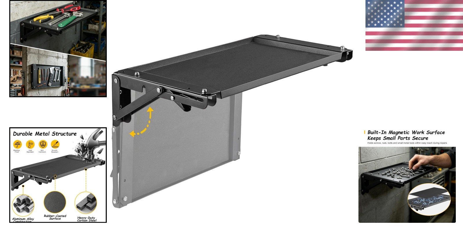 Professional Magnetic Tool Tray Folding Workbench for Efficient DIY - 15" x 10"