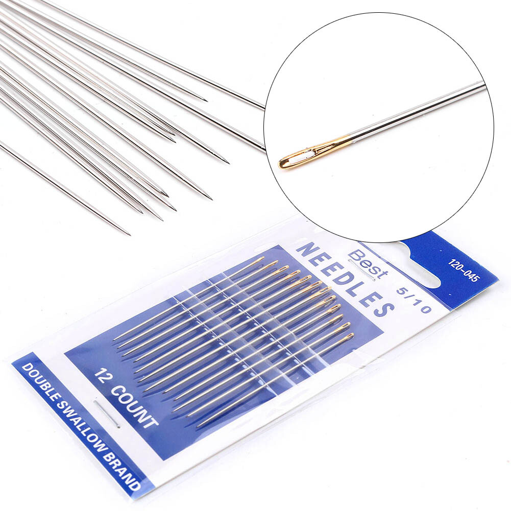 12pcs Steel Stitching Needles Canvas Sewing Leather Patch Craft Replacement