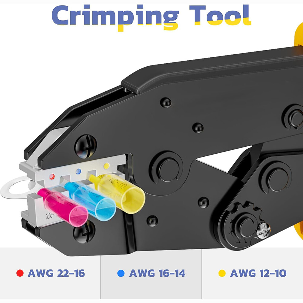 AWG 22-10 Automatic Stripper Tool and Ratchet Wire Crimper Stripper Crimp Set
