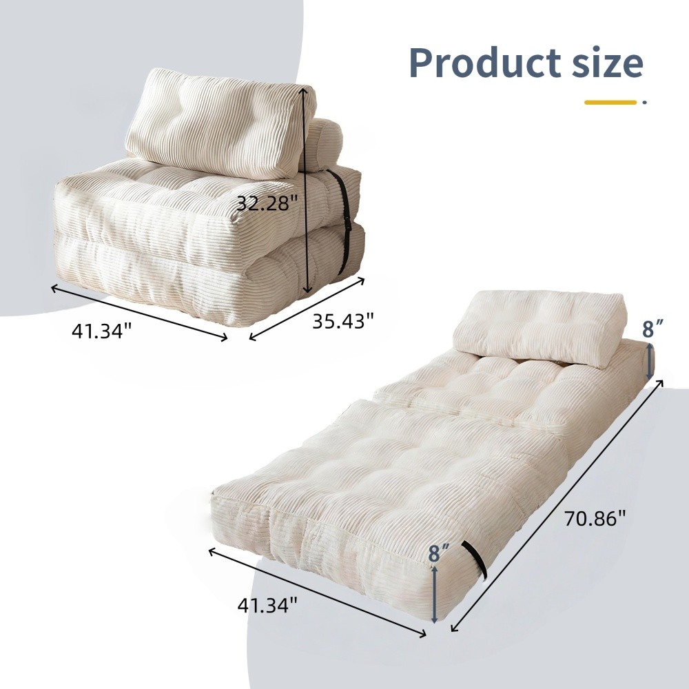 Modular Floor Couch Convertible Sofa Bed for Living Rooms Compact
