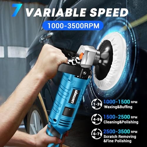 Buffer Polisher Kit for Car - 6/7 Inch Rotary 1600w Polisher Buffer Waxer,7