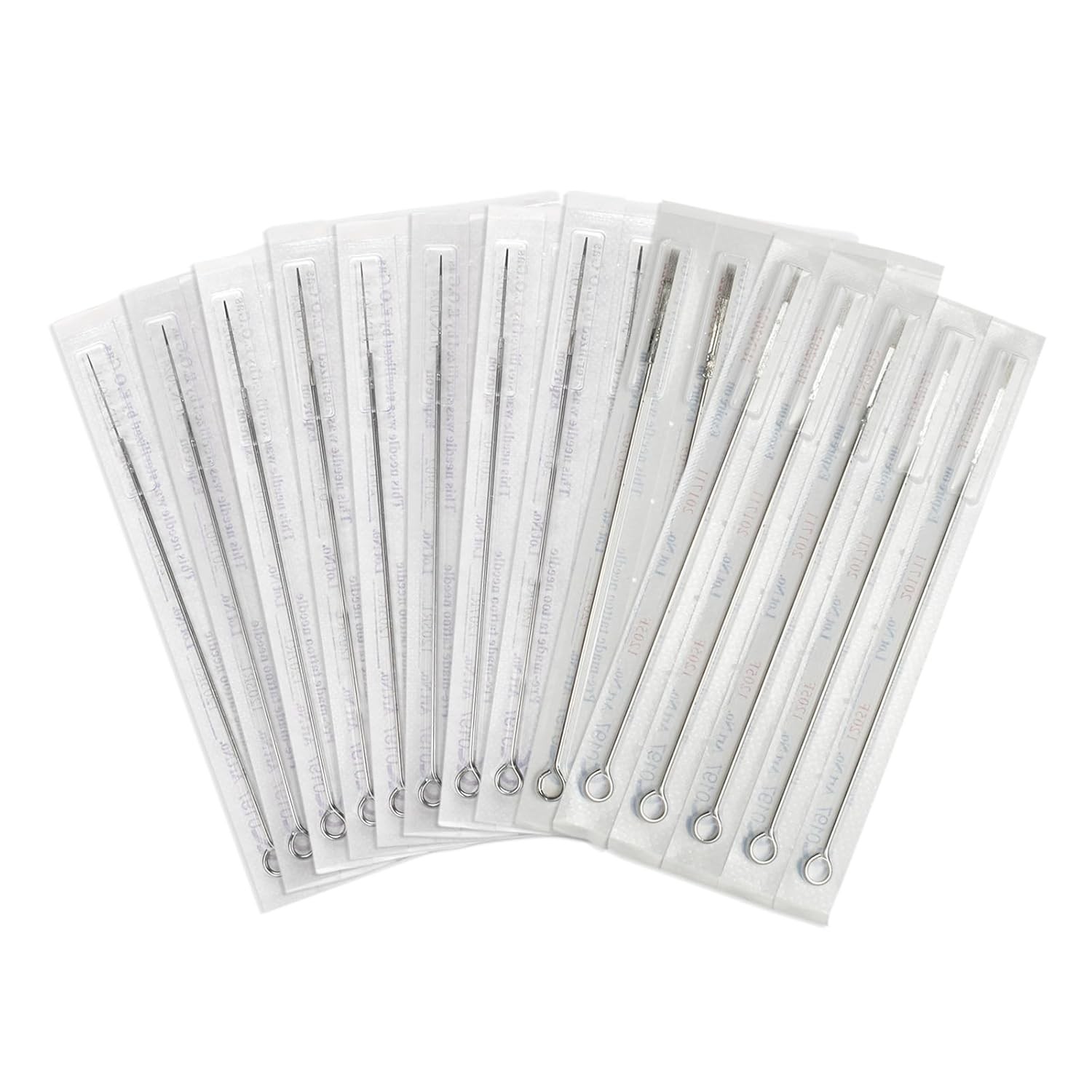 Tattoo Needles, 50pcs Disposable Mixed Assorted Needles - Round Silver