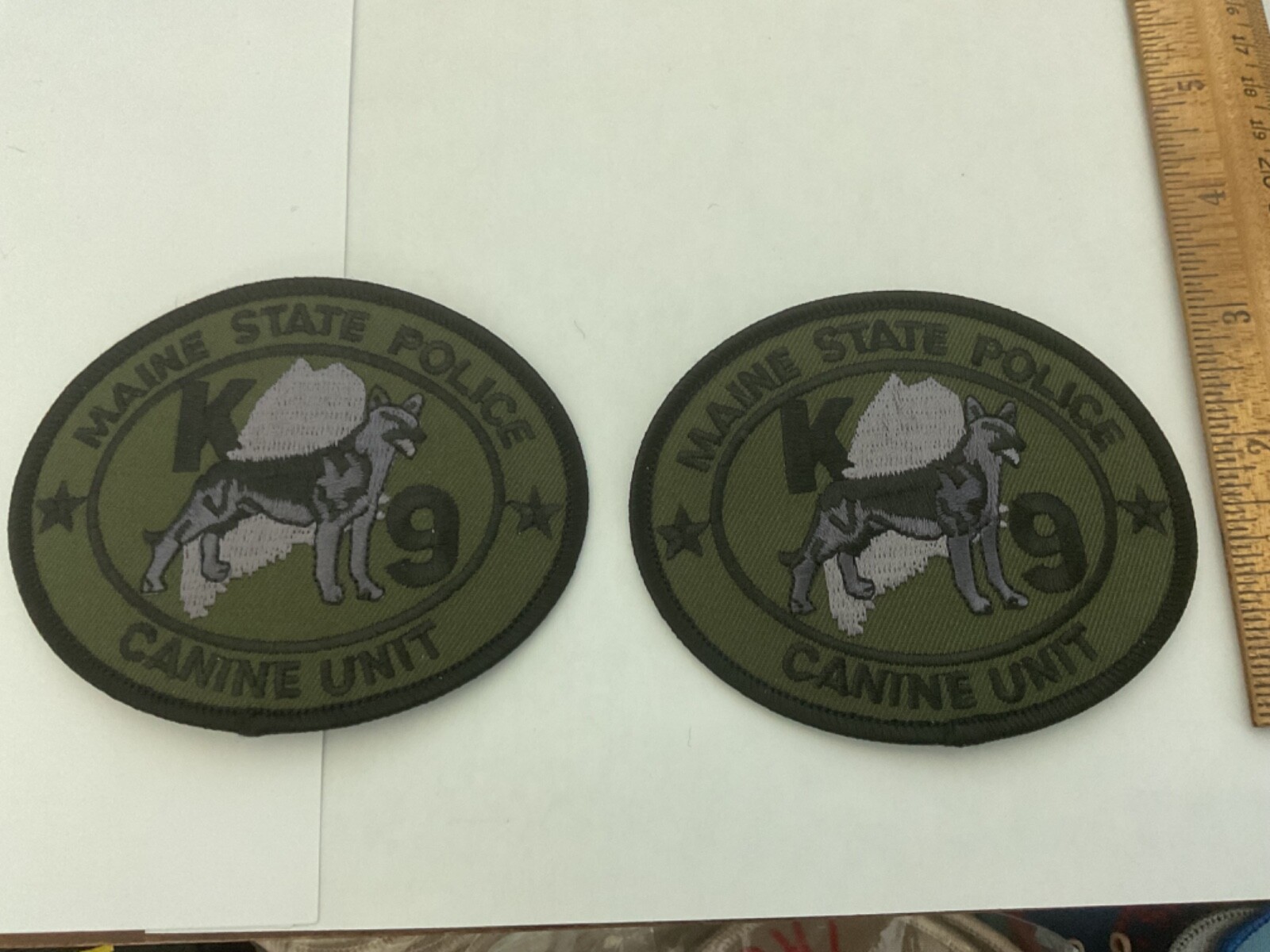 Maine State Police Canine Unit Subdued new  collectable patch set full size