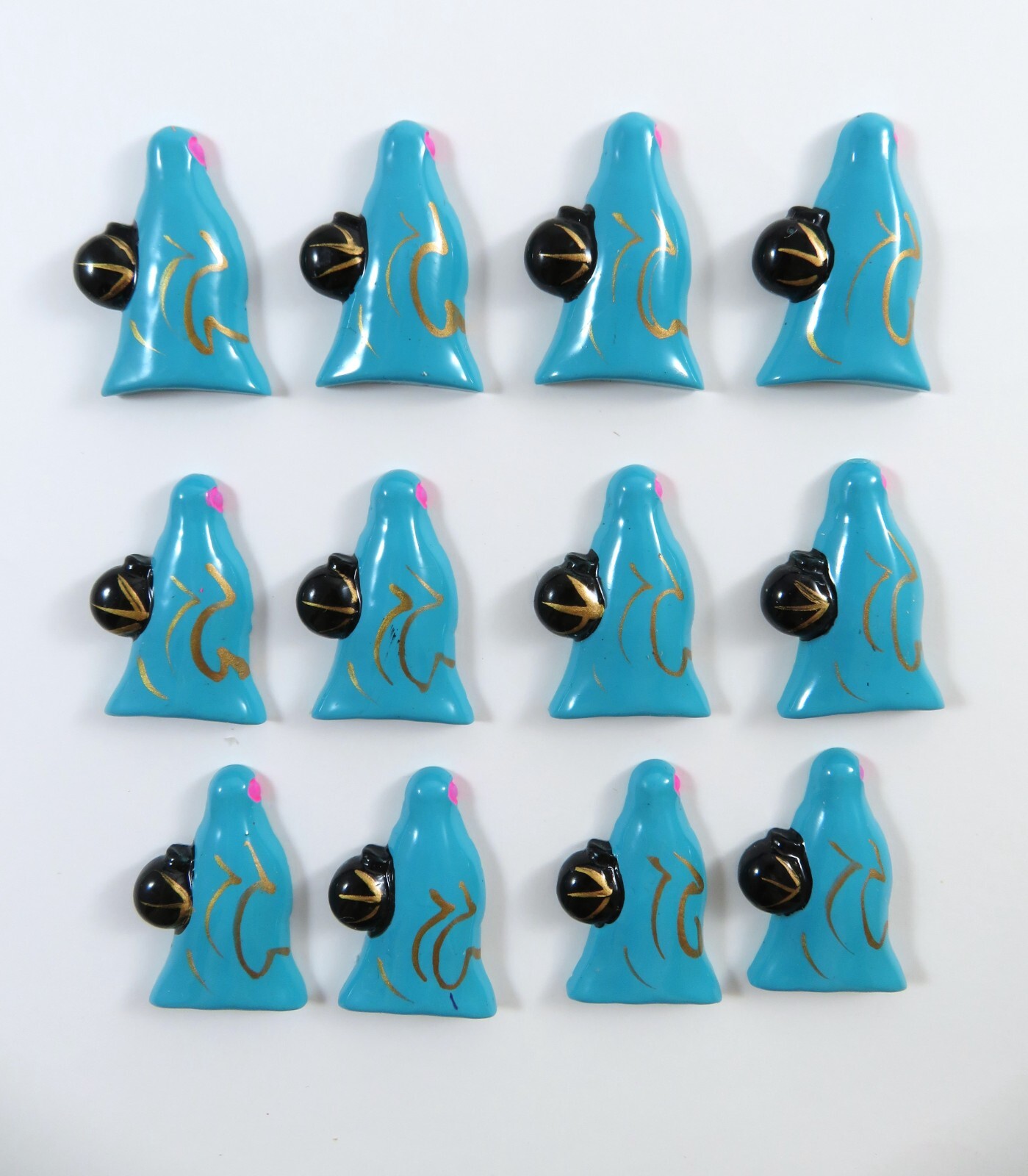 Flatback Craft Embellishments People Carrying Ewers Plastic 12 Pc Hand Painted