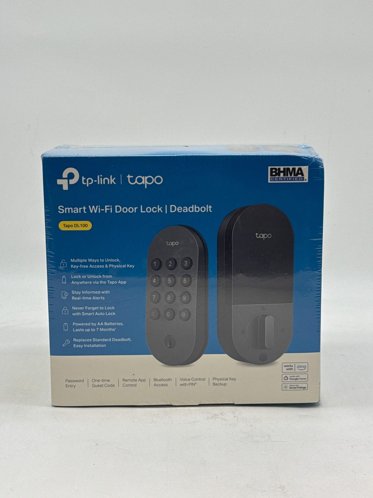 TP-Link Tapo DL100 Smart Wi-Fi Deadbolt Door Lock Keyless Bluetooth