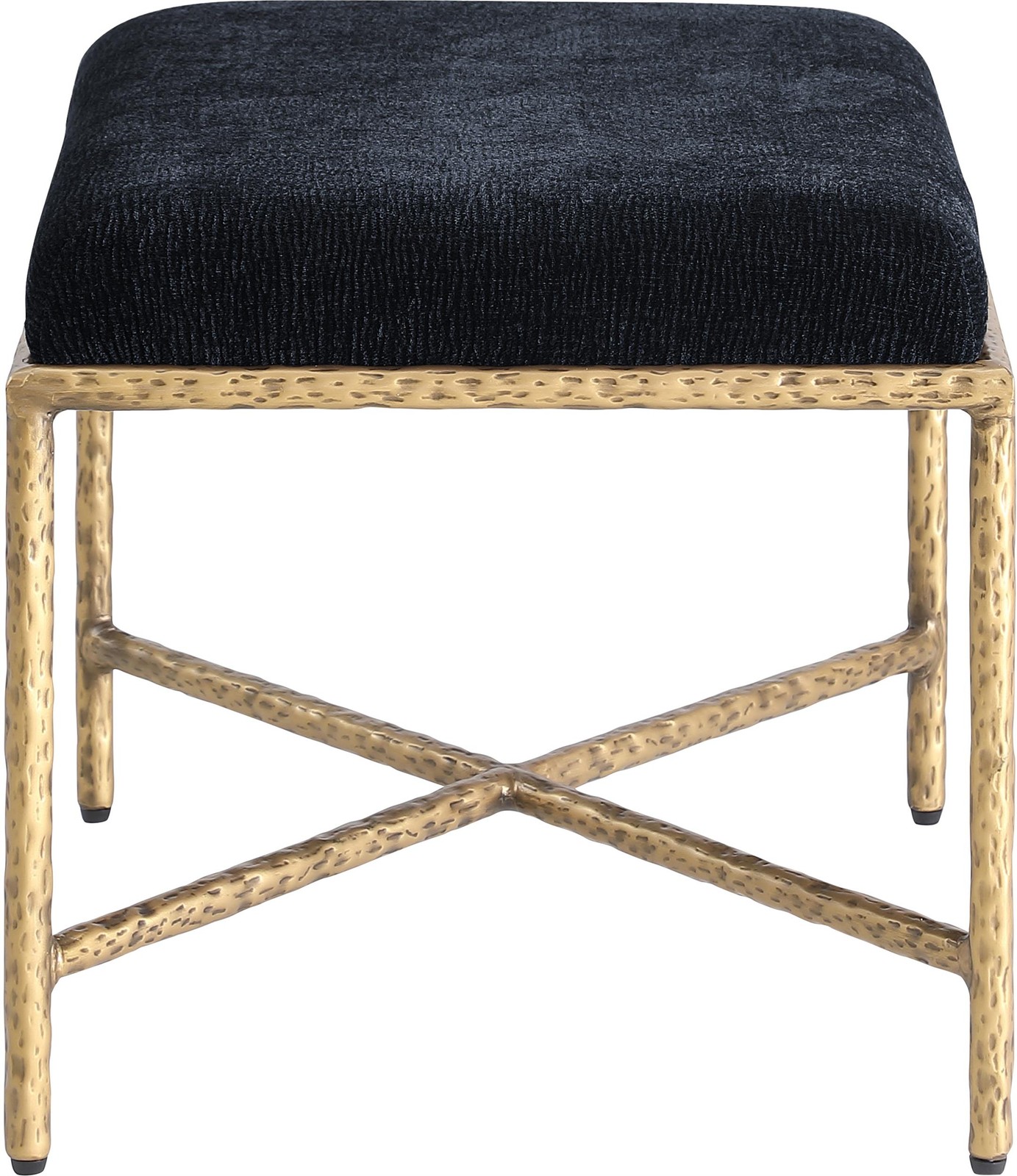 Meridian Furniture Valley Black Chenille Fabric Bench