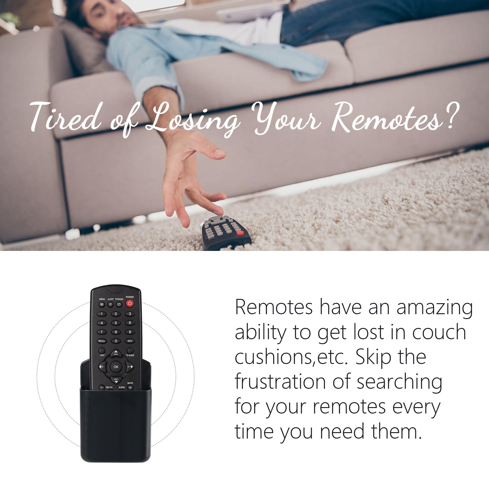 2 Pcs Remote Control Holder Wall Mount TV Controller Adhesive Storage Black