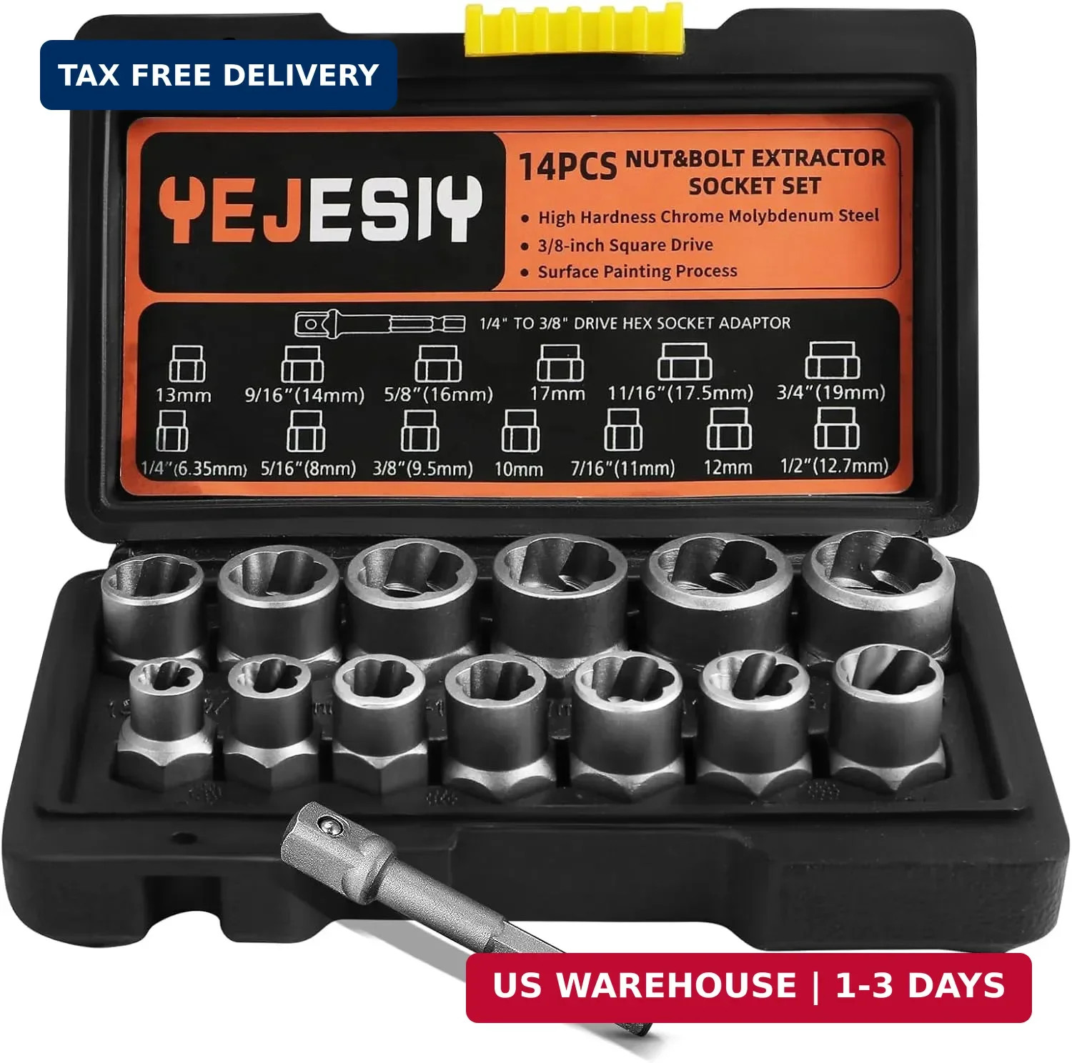 Extractor De Tornillos Barridos 13 Piezas 8-19 MM Juego Llaves Vaso Pernos Kit