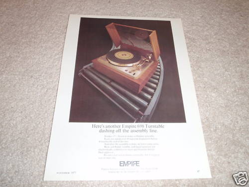 Empire 698 Turntable Ad,Color, Info and Picture, article,1 page 1977