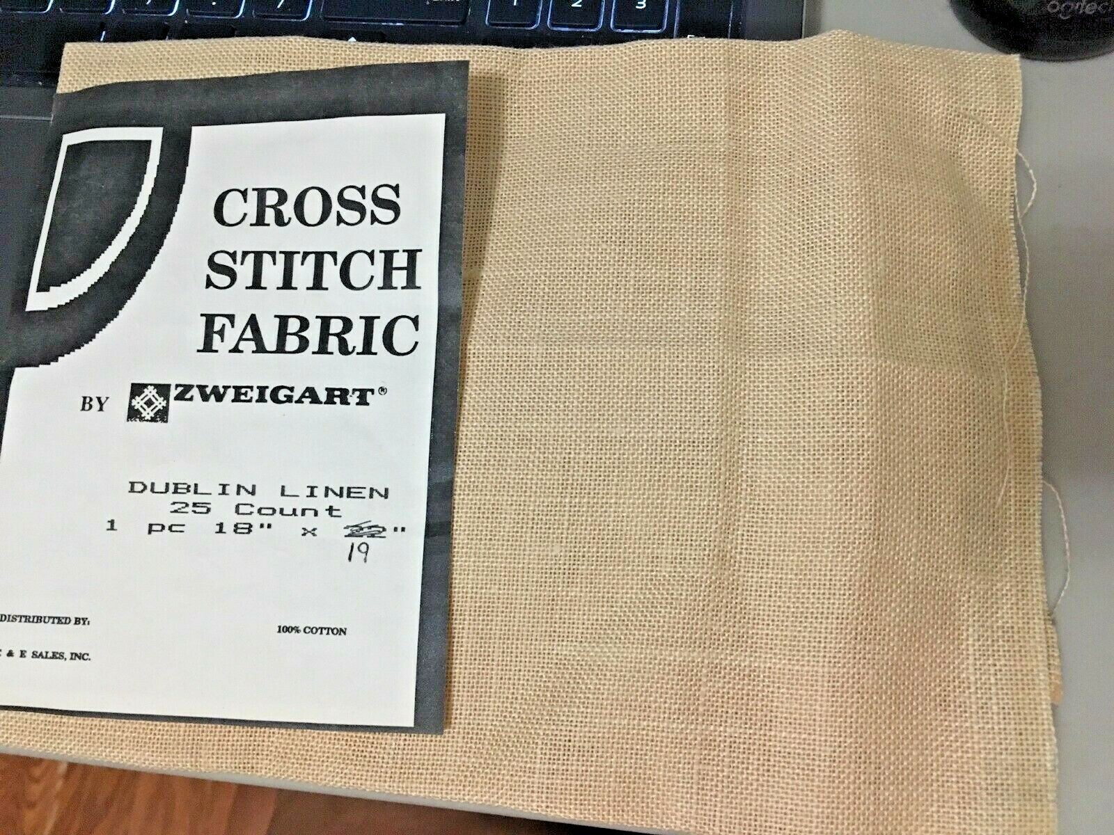 Zweigart 25 Count Dublin Linen ~ Cross Stitch Fabric 18" x 19" Pale orange