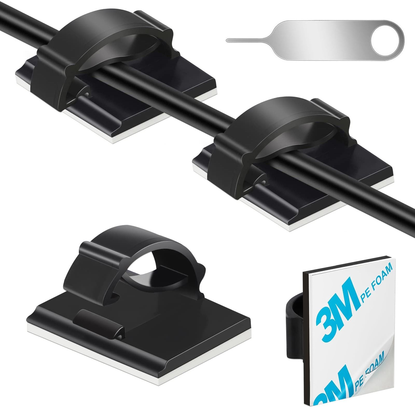 Adhesive Cable Holder Management Wire Clips 50 Pcs Black，Suitable for Cables ...