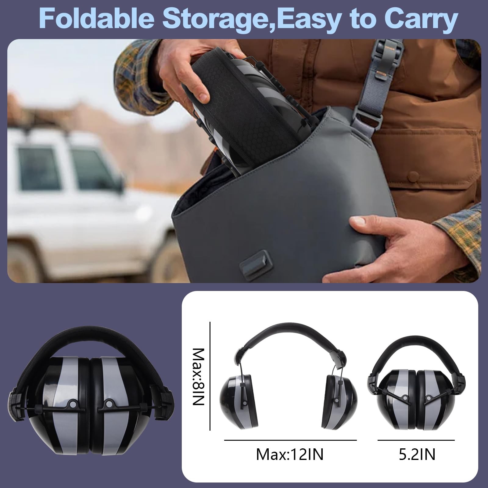 37dB Gun Range Ear Protection, Adjustable Ear Muffs for Noise Reduction, for ...