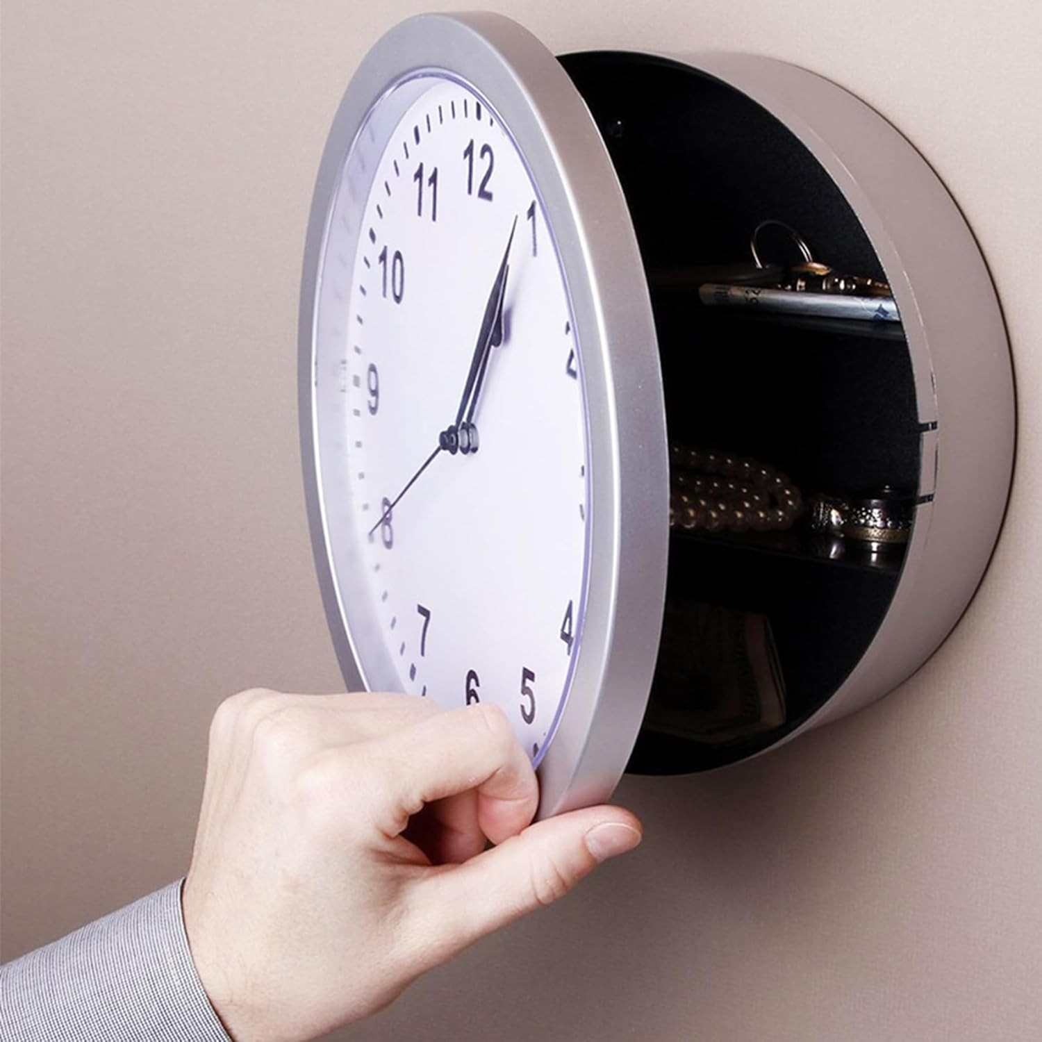 Vintage Decorative Wall Clock with Hidden Safe, Secret Storage, Home Security