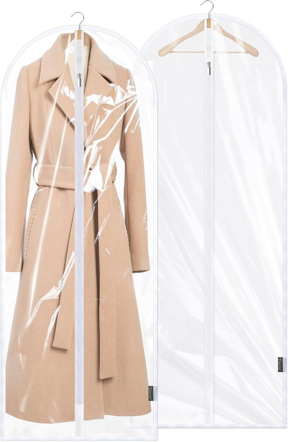 60'' Clear Garment Bags, 2 Packs PEVA Dress Bag for Closet Clothes Dresses Suit