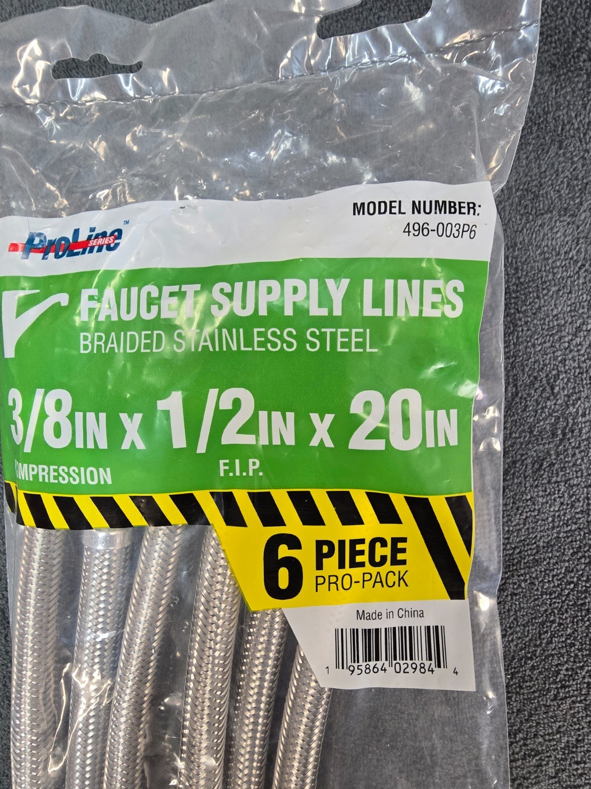 Proline 3/8 in. Compression x 1/2 in. FIP x 20 in. Stainless Steel Faucet Supply