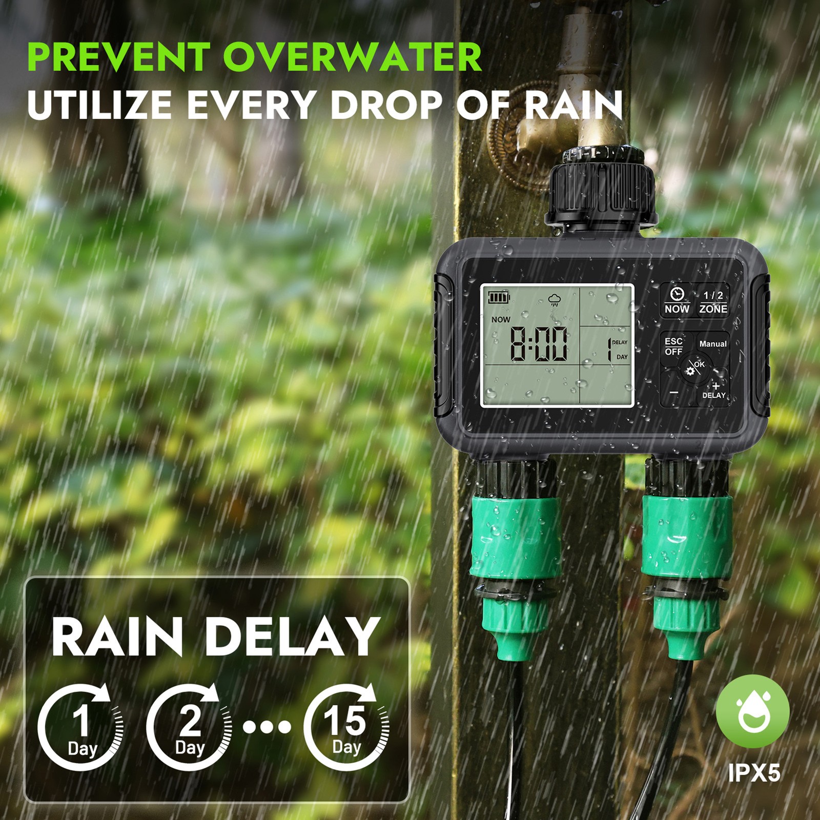 2-Water Timer Garden Irrigation System 2 Outlets Automatic Timing Valves