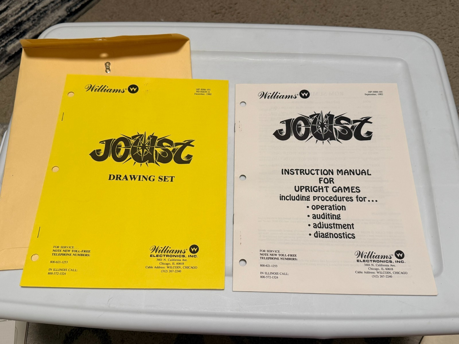 1982 WILLIAMS  JOUST  VIDEO GAME  MANUAL PACKET -NOS