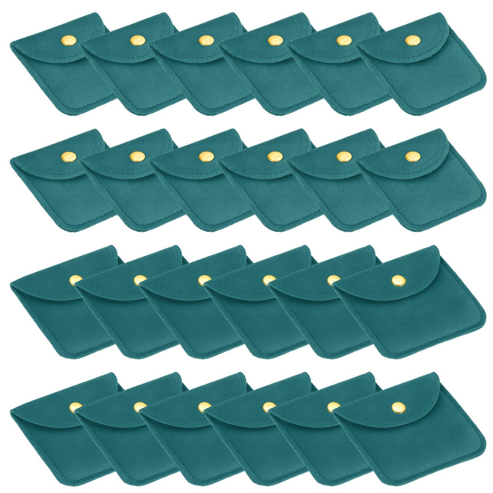 6 Pcs Velvet Jewelry Pouches Gift Bag with Snap Button (2"x2"/3"x3") Lake Blue
