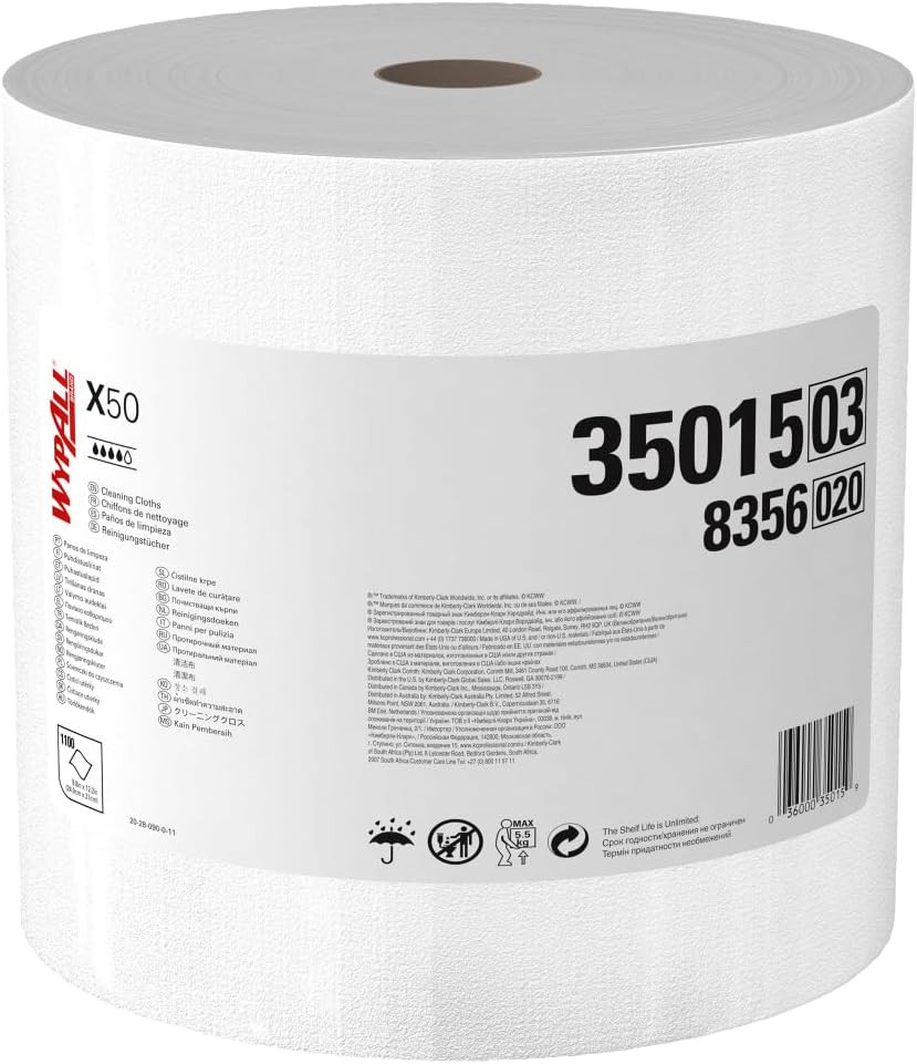 Wypall Generalclean X50 Cloths Cleaning Wipes (35015), Jumbo, Strong
