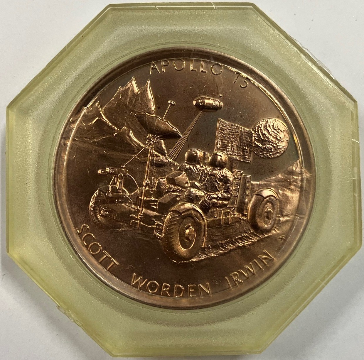 Apollo 15 bronze medal featuring the Lunar Rover
