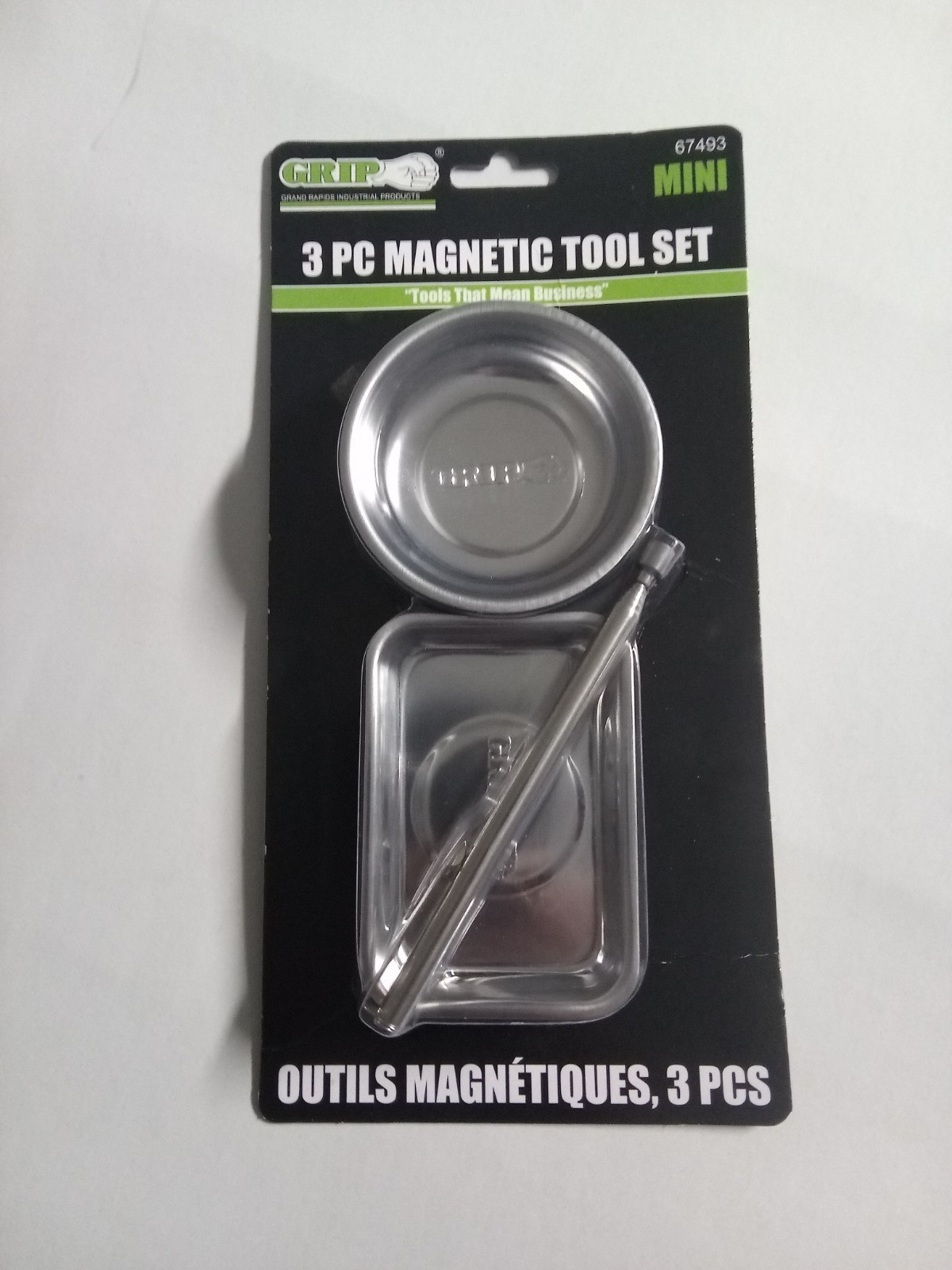 Grip 3pc Magnetic Parts Tray Magnet Pickup Telescopic Round Mini Tools 67493