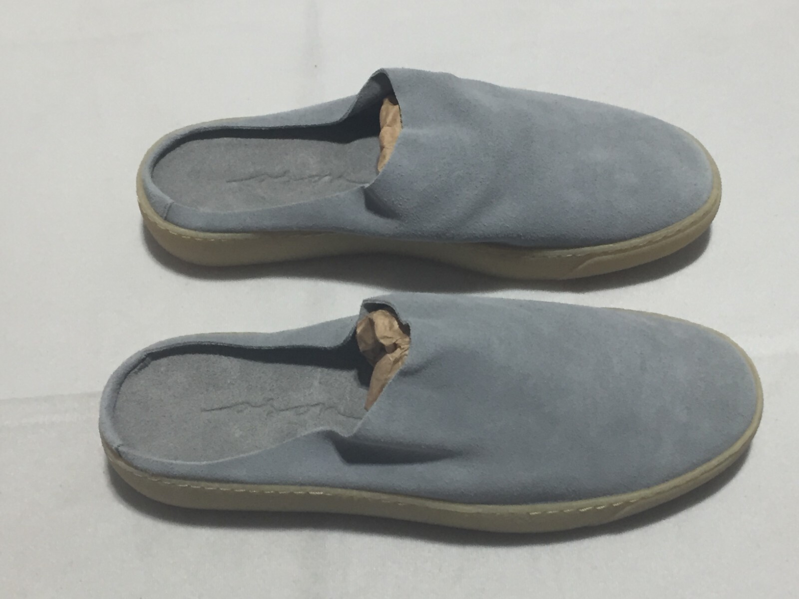 K455 OSON PORTUGAL Minimalist Leather Slippers Cement Suede Womens Shoe Size 9