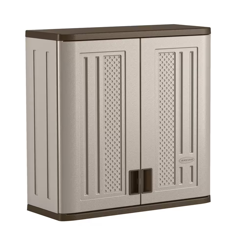 Plastic 1-Shelf Wall Mounted Garage Cabinet in Platinum (30 in W X 30 in H X 12