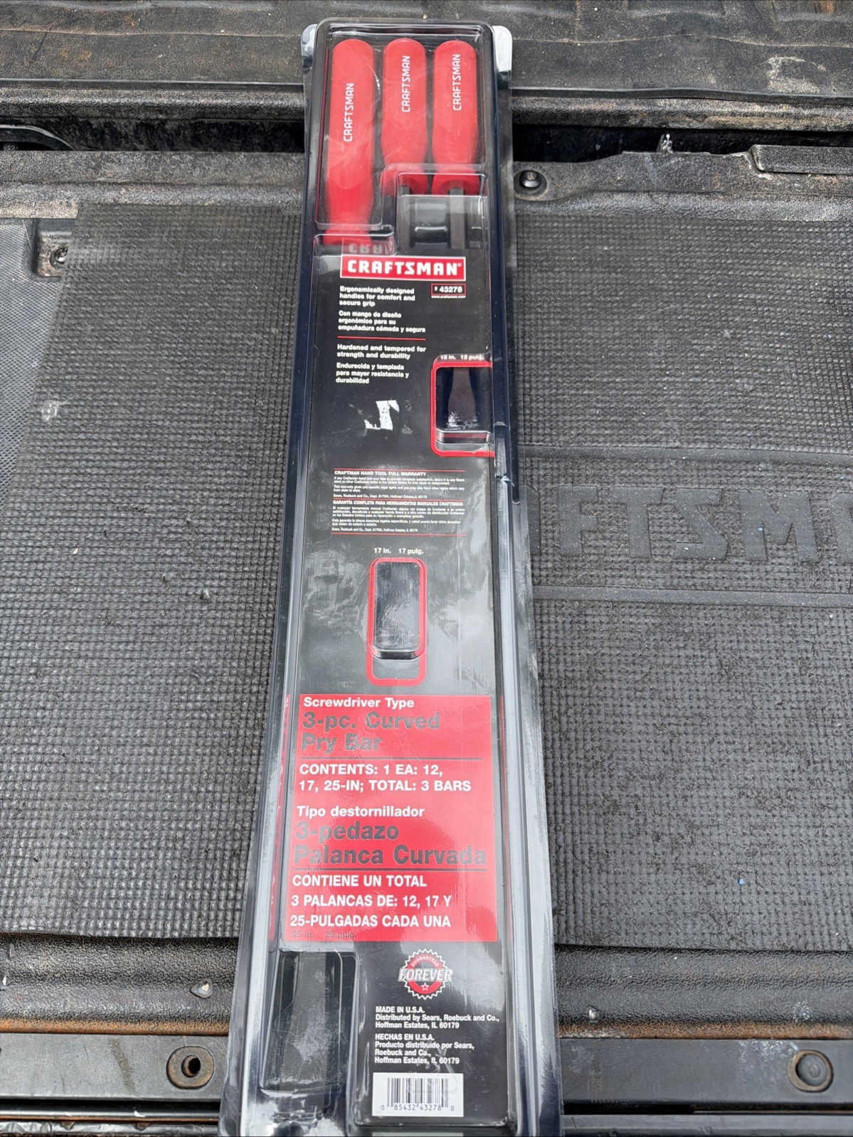Sears Craftsman USA Nos 3pc Red Screwdriver Type Pry Bar Set 43278 12/17/25”