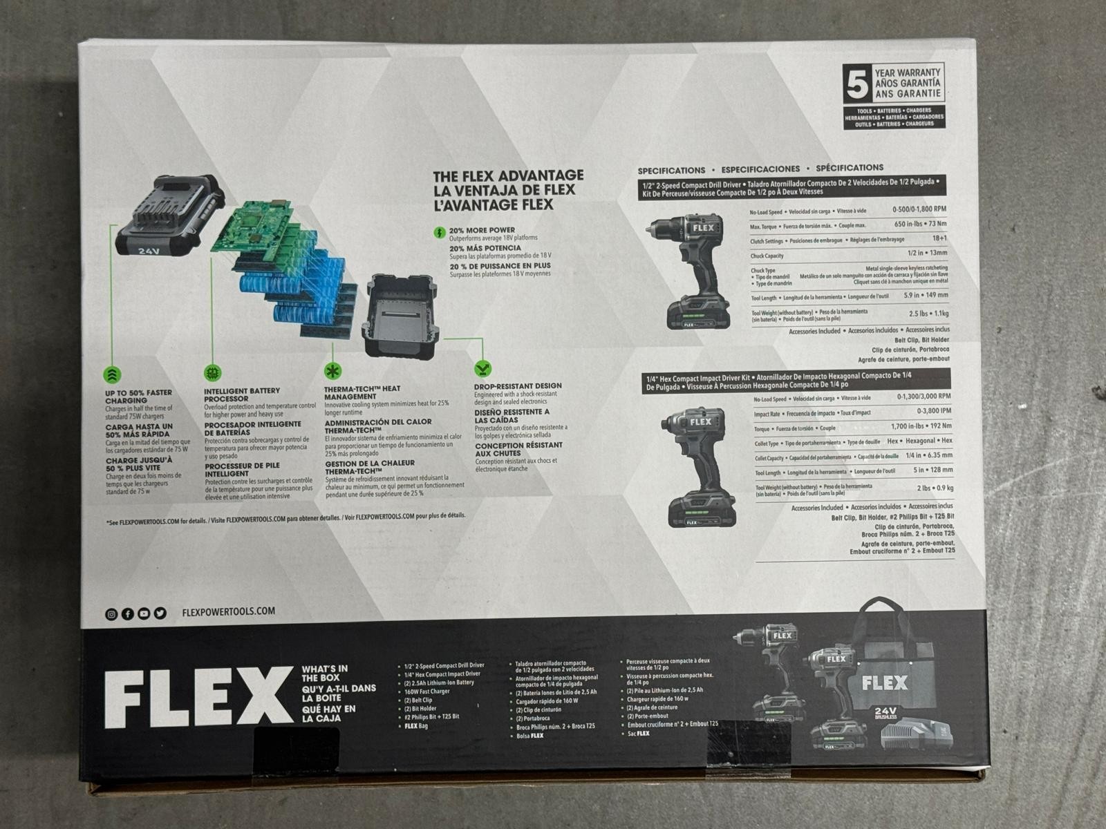 Flex FXM205-2A 24V Compact Drill and Compact Impact Driver Kit - SHIPS FREE