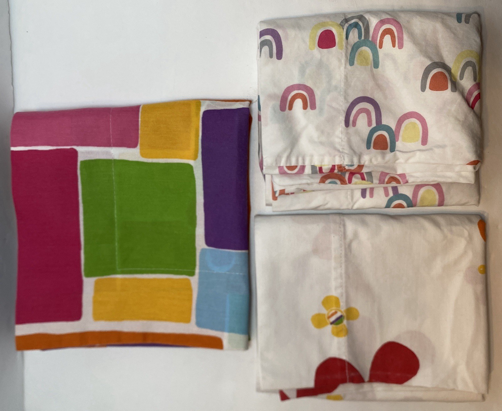 3Pc Pottery Barn Dan River Rainbow Mod Flower Power Pillowcases Mixed 1162