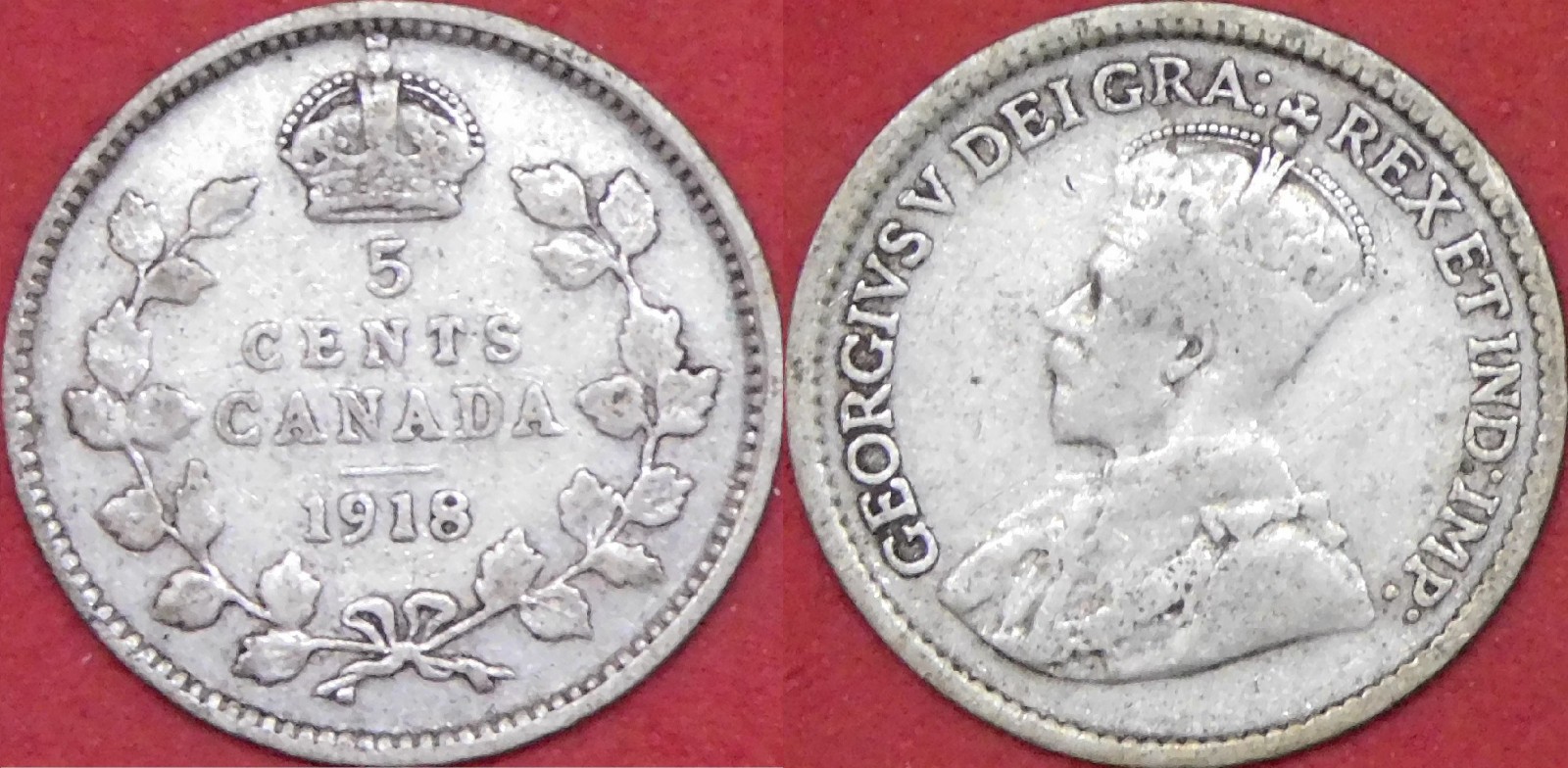 Very Good 1918 Canada Silver 5 Cents
