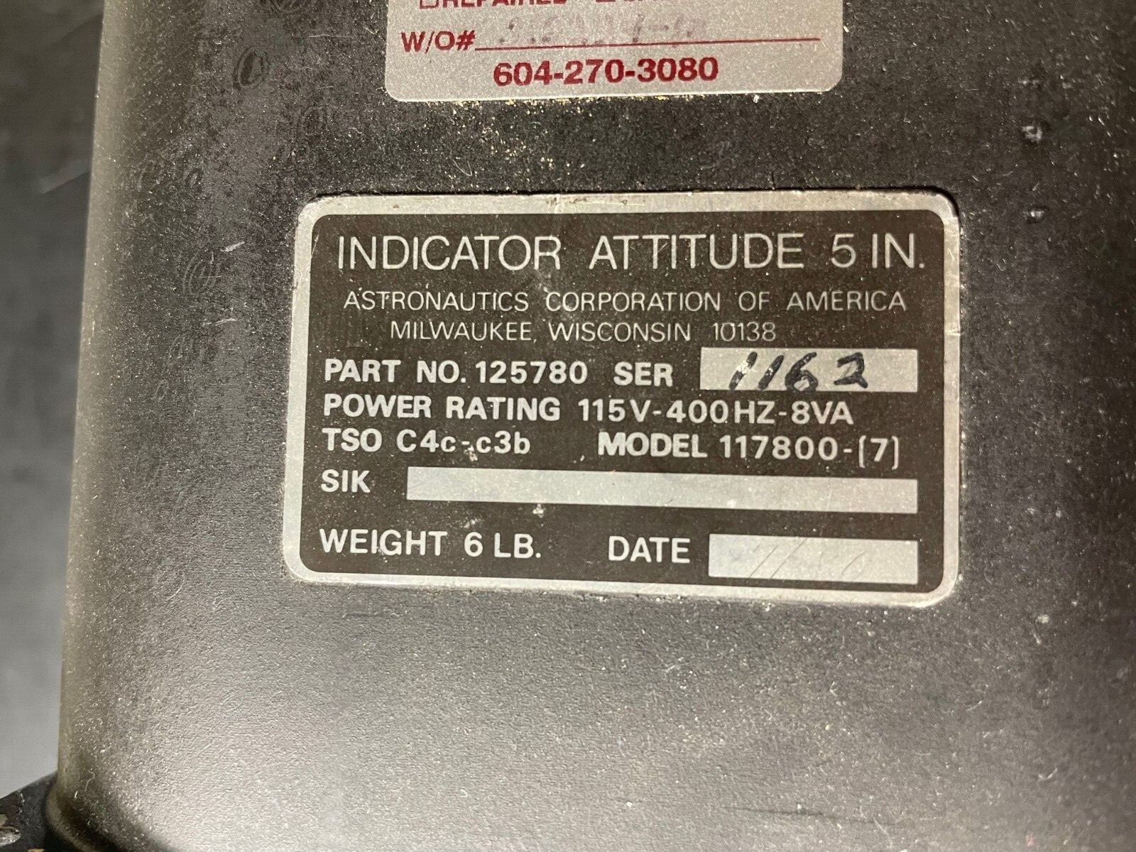 Attitude Director Indicator 125780 Removed Working