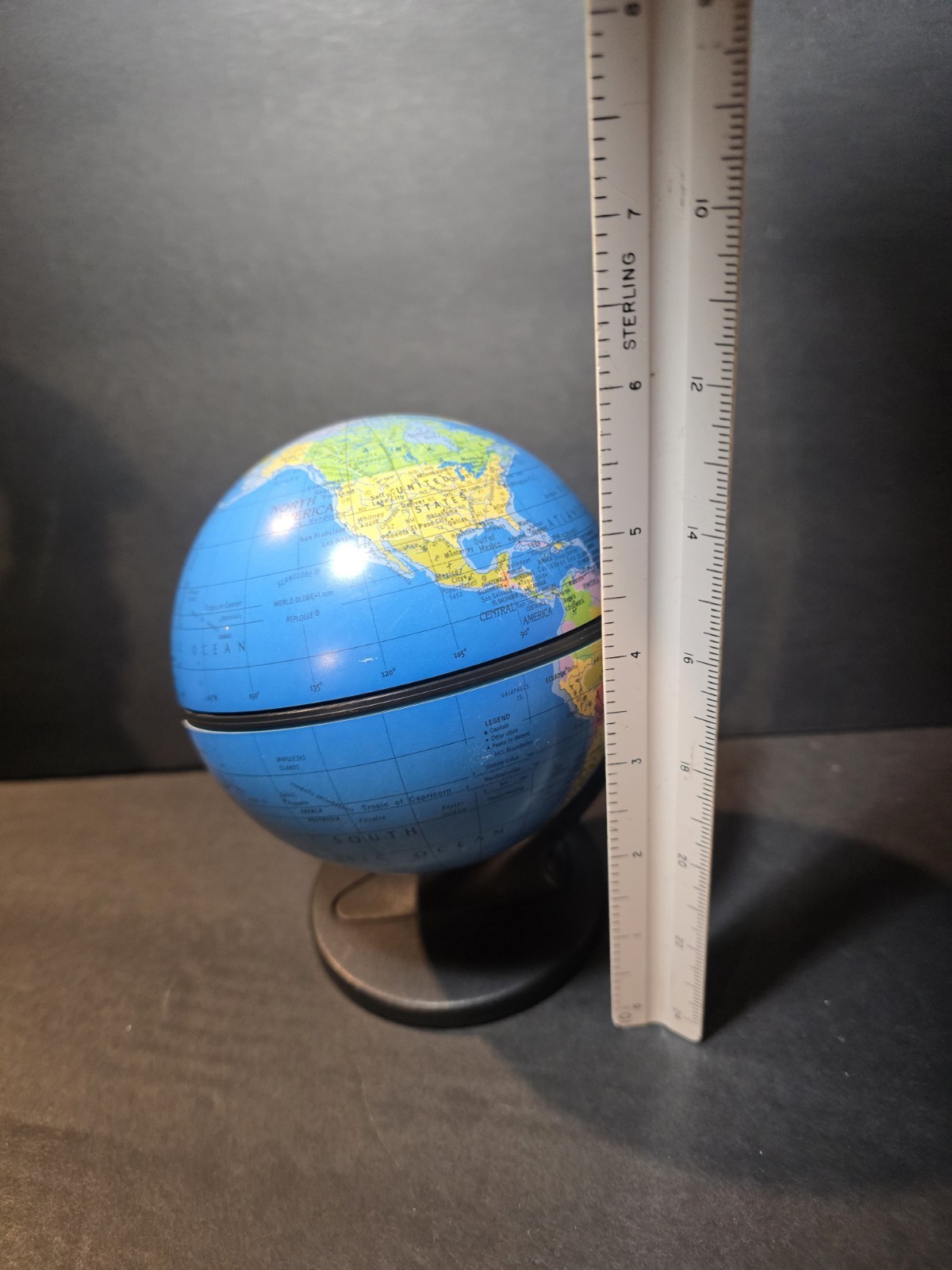 Vintage 2001 Replogle Desk Mini Globe Educational Dual Direction Spin 6" DE05