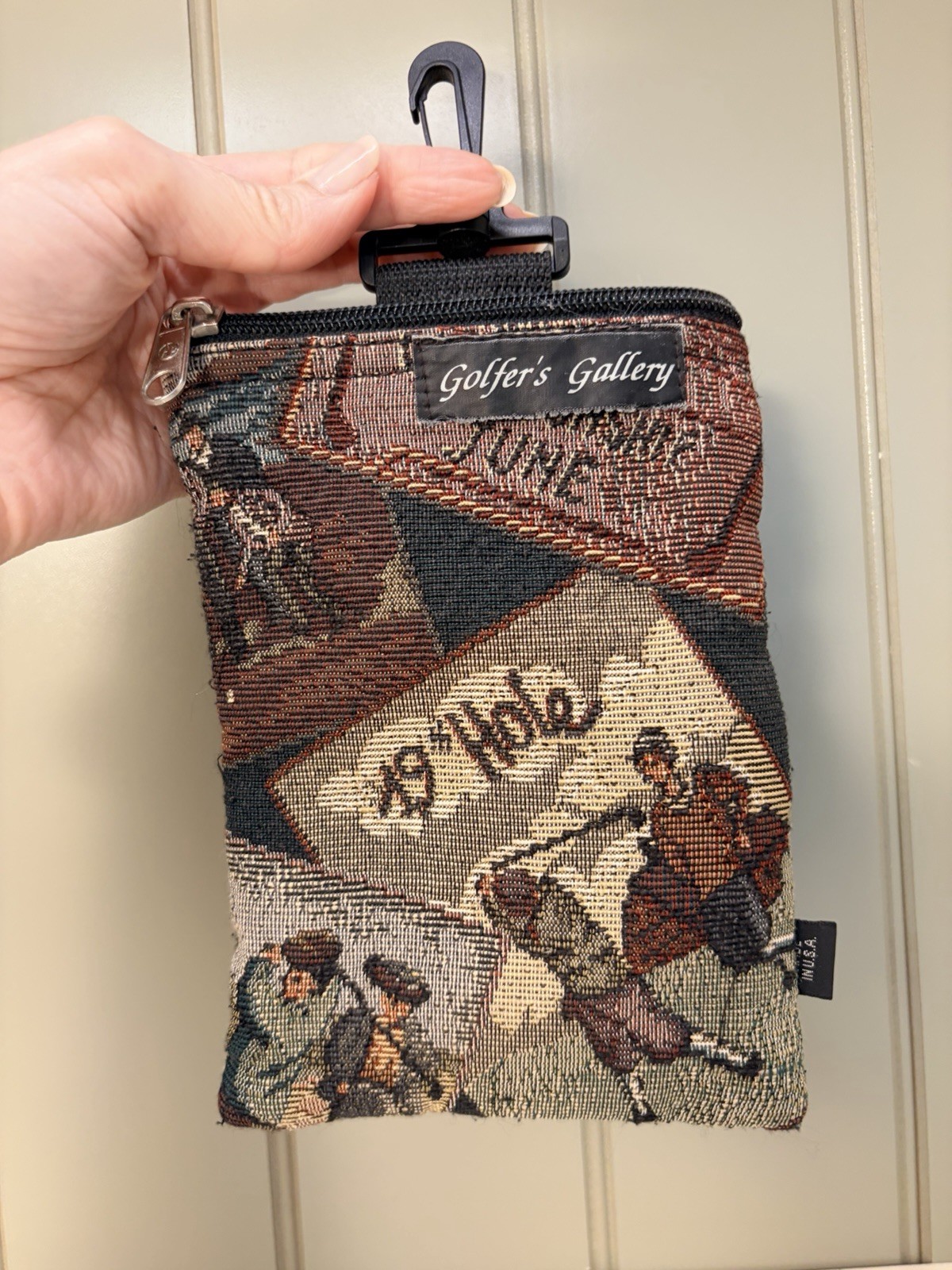 1990’s Golfer’s Gallery Tapestry Zippered Belt Pouch/clutch/bag With Clip