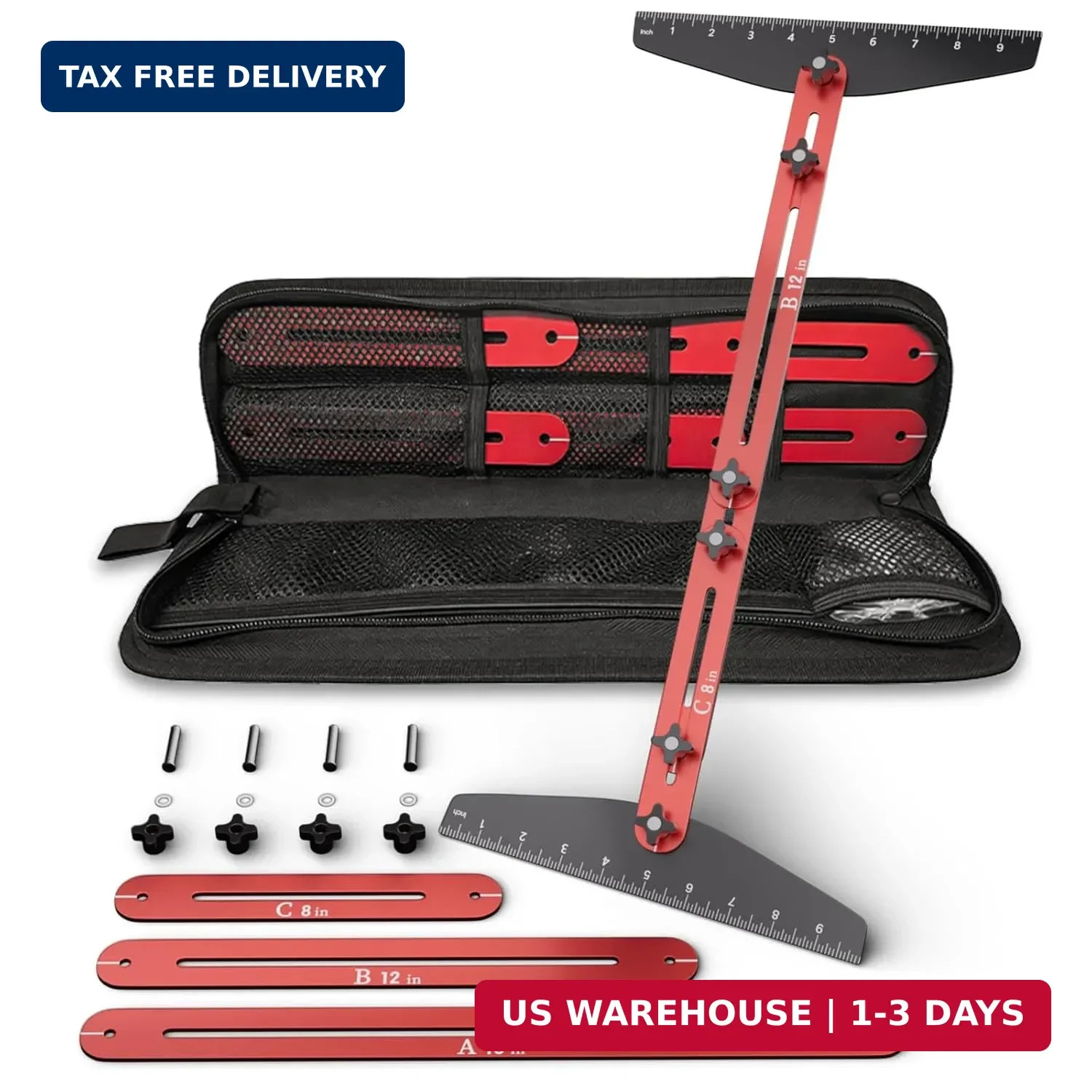 Stair Tread Gauge Template Tool, 10-67 Inches Adjustable Aluminum Alloy Stair Me