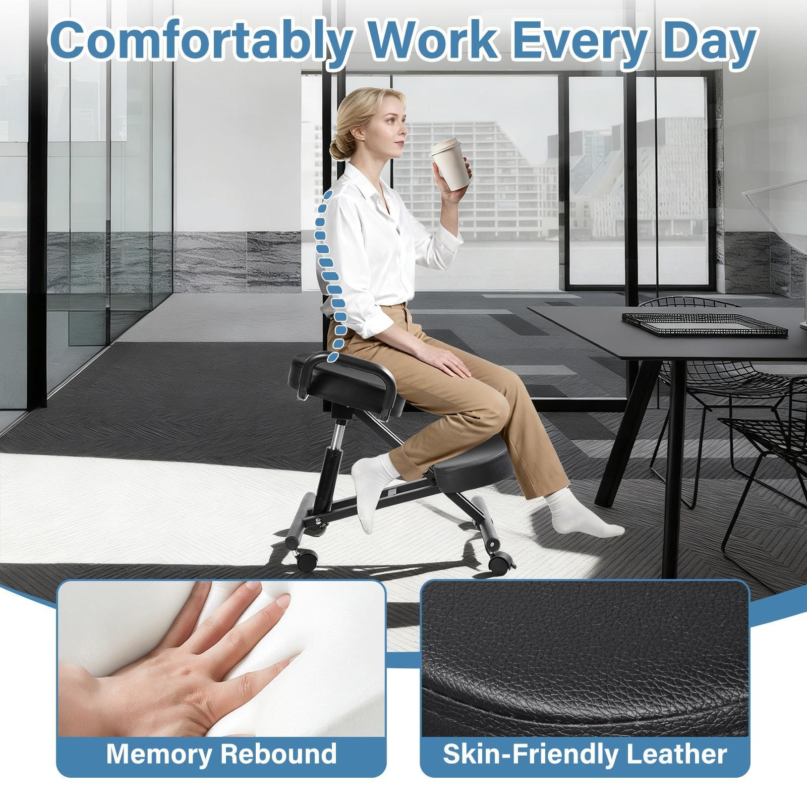 Ergonomic Kneeling Chair For Home And Office, Black