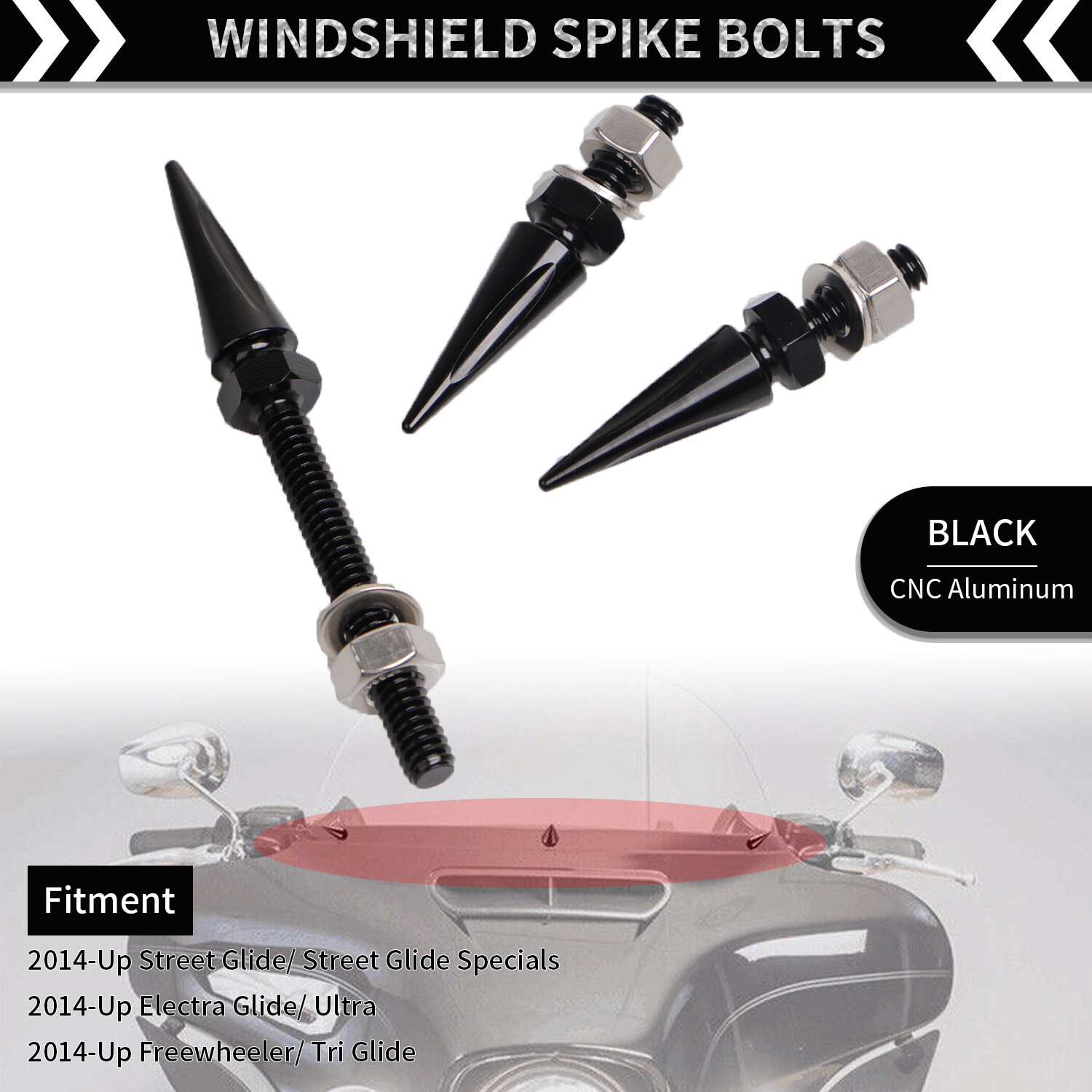 CNC Windshield Spike Bolts For Harley Electra Street Glide Freewheeler FLHX FLHT